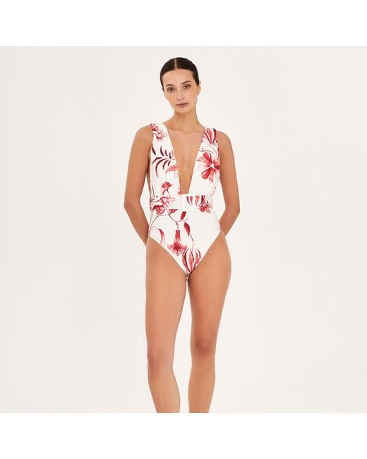 Aguaclara Red Rouge Deep V One Piece