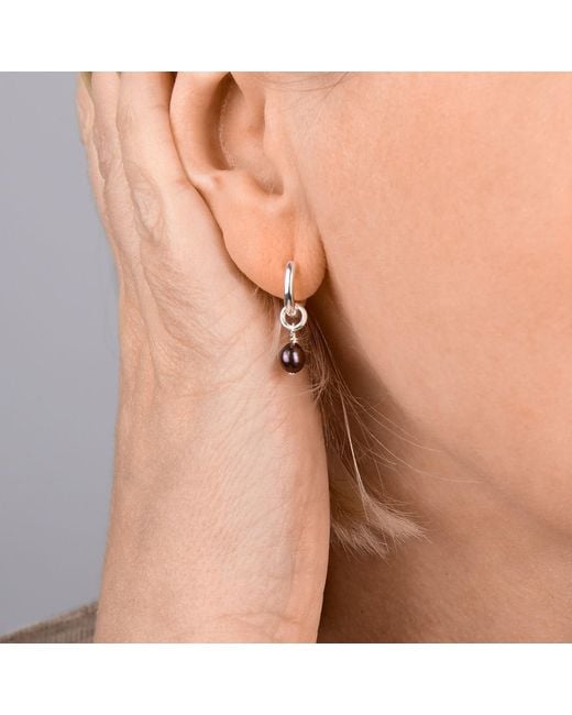Nellou Jewellery White Micro Peacock Pearl Hoop Earrings