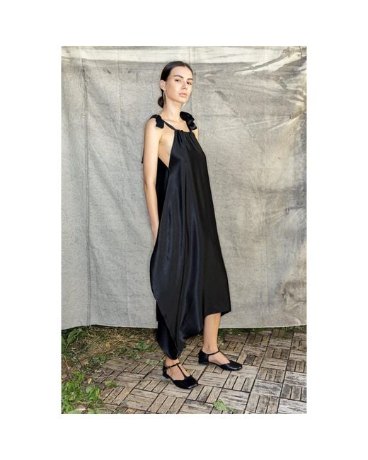 Bianca Popp Black Semiballoon Dress With Ribbons