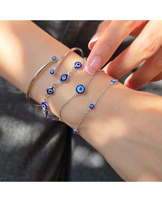 Harfi Metallic Turkish Evil Eye Charm Friendship Bracelet