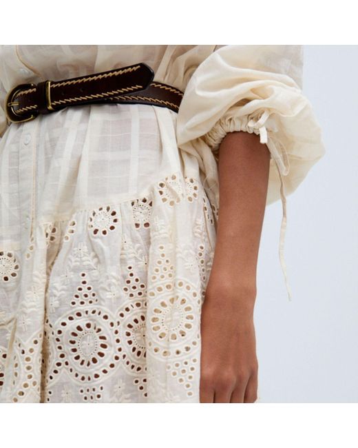 Raffya White Neutrals Olivia Embroidered Mini Dress