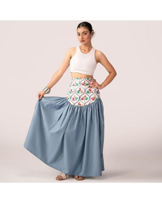 Collected Xx Blue Patchwork Skirt