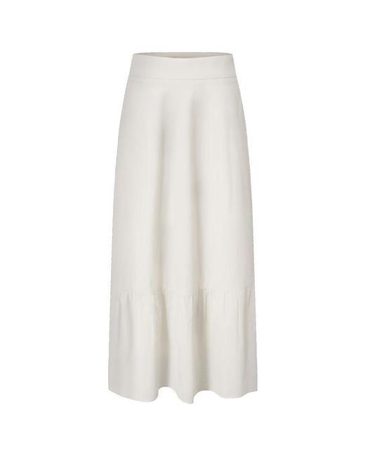 Smart and Joy White Cotton Midi Skirt With Ruffles