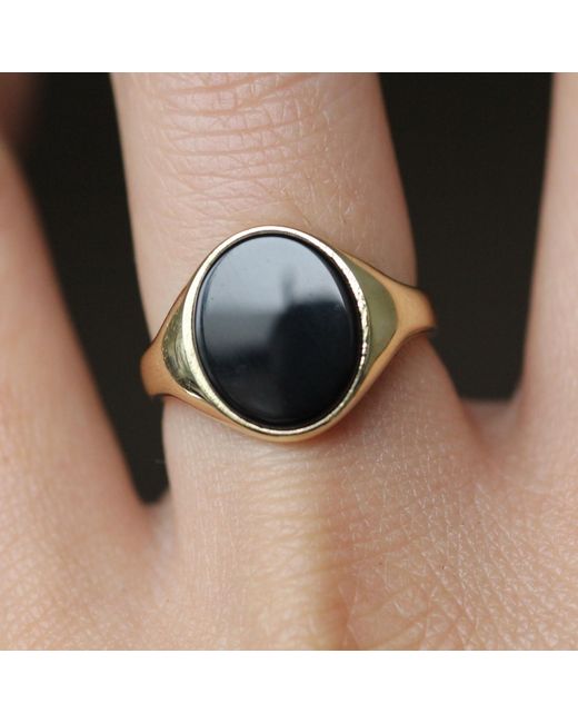 VicStoneNYC Fine Jewelry Metallic Handmade Onyx Bold Solid Ring for men