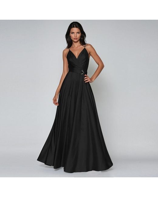 Angelika Jozefczyk Black Satin Long Evening Dress Tied Back