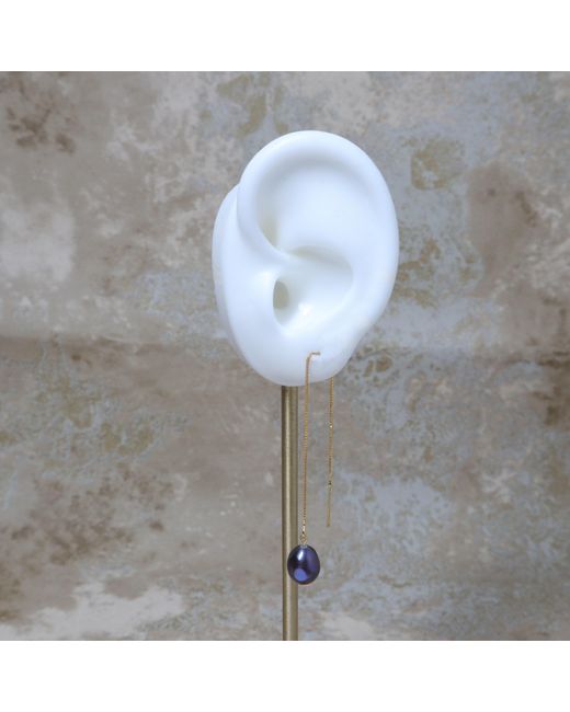 Ninemoo Blue Midnight Baroque Pearl Threader Earrings