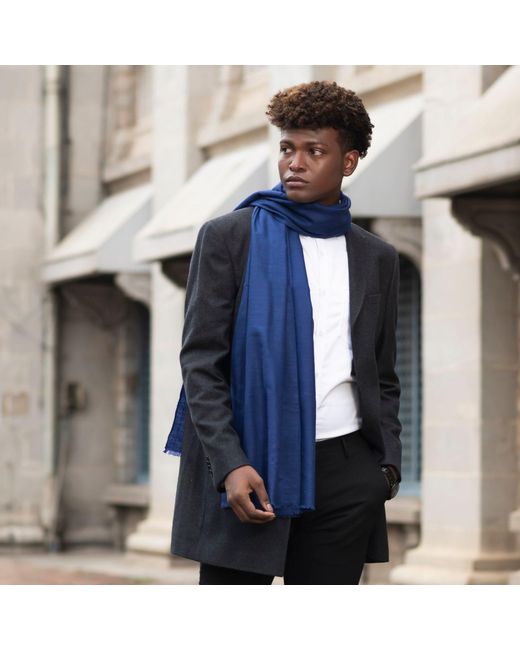 Heritagemoda Blue Neutrals Classic Pashmina Oversized Scarf for men
