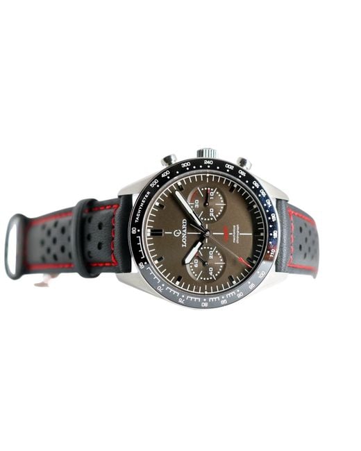 Lonard Watches Black Lap One Coffee Limited Edition Leather Strap Column Wheel Chronograph Manual Winding for men