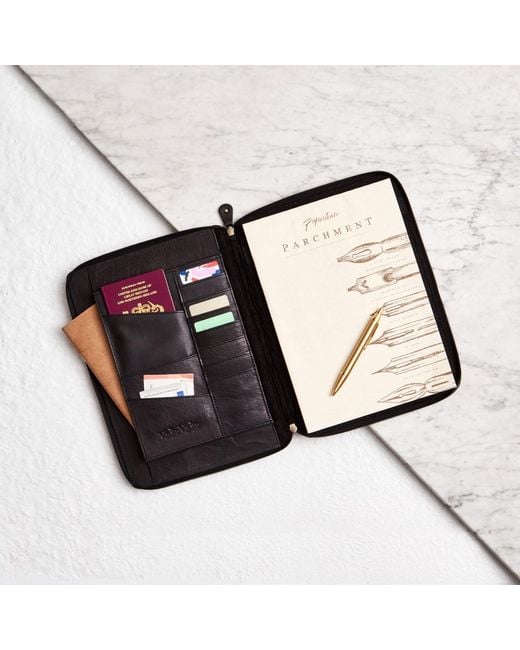 VIDA VIDA Black Classic Leather A4 Document Holder for men