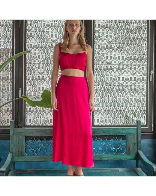 Roses Are Red Multicolor Sundays Crop Top In Fuchsia