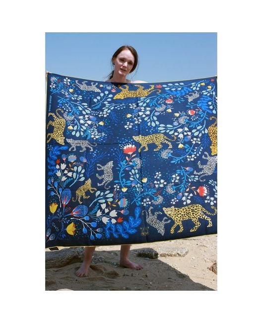 Jessie Zhao New York Blue Double Sided Wool Silk Shawl Of Amazon Rainforest Journey