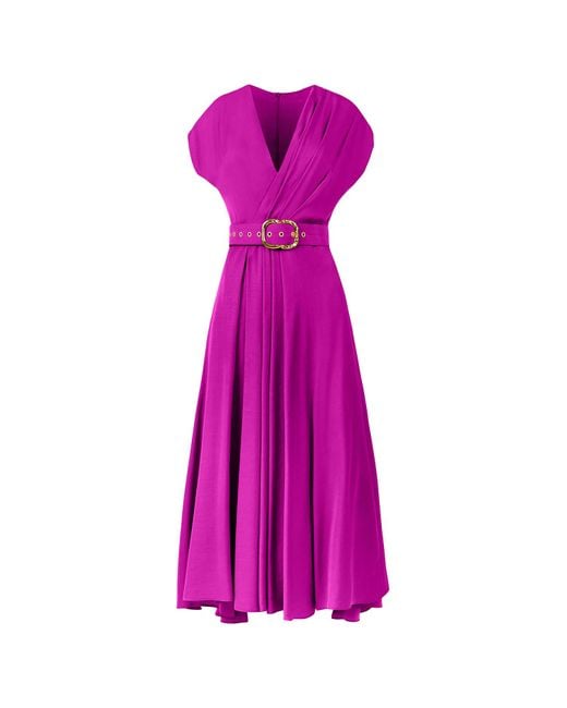 ALINA CERNĂTESCU Purple Segue Vibrant Cocktail Dress With Pockets And Textile Belt