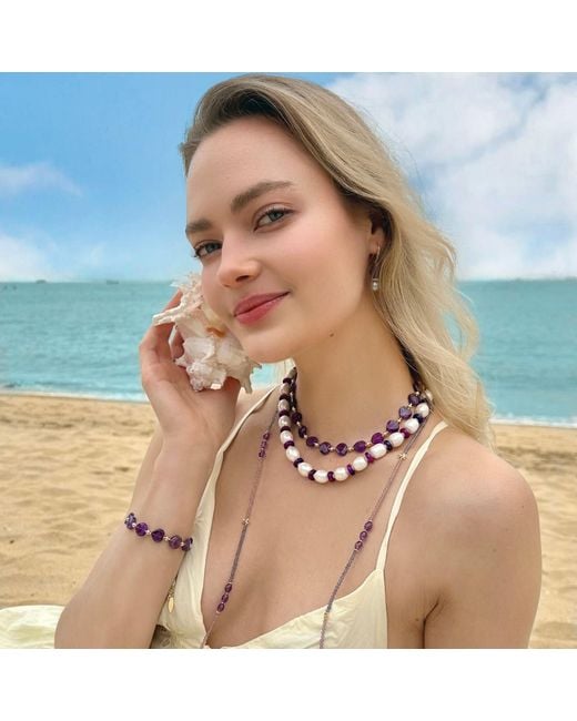 Farra Purple Heart-Shaped Amethyst Adjustable Bracelet