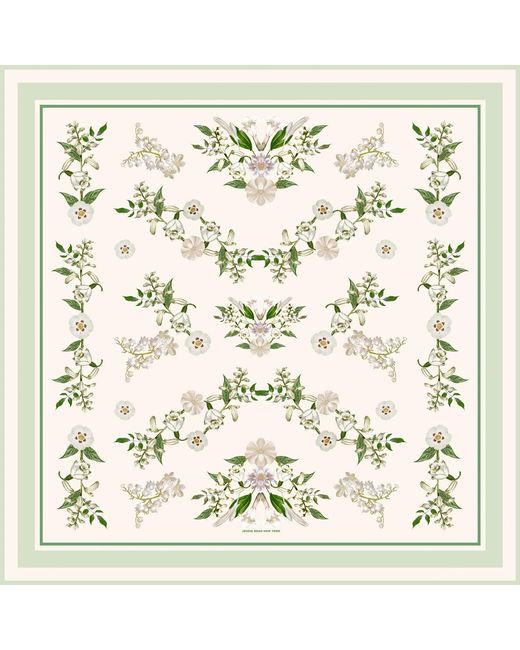 Jessie Zhao New York Metallic Neutrals Lily Garden Double Sided Silk Scarf