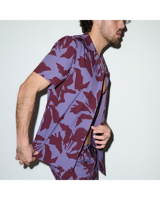 Playaluxe Purple Saint Tropez Cabana Shirt Burgundy Lilac for men