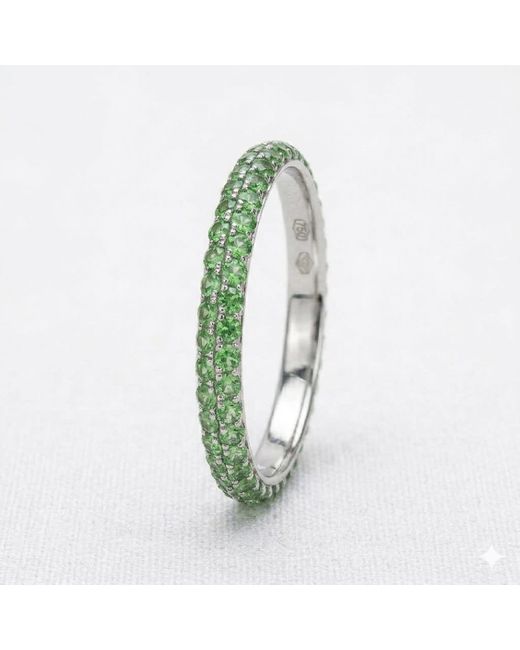 Artisan Green 18K Oxidized With Tsavorite Gemstone Half Eternity Band Ring