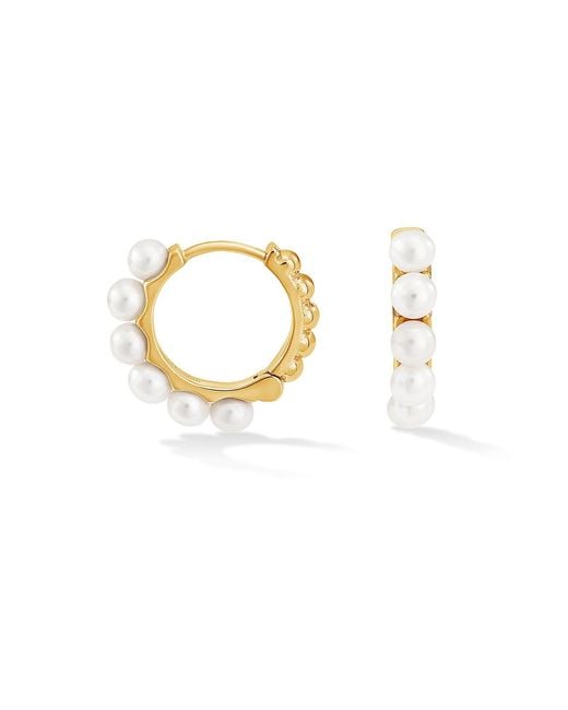 Dower & Hall Metallic Medium Luna Pearl Huggie Hoops