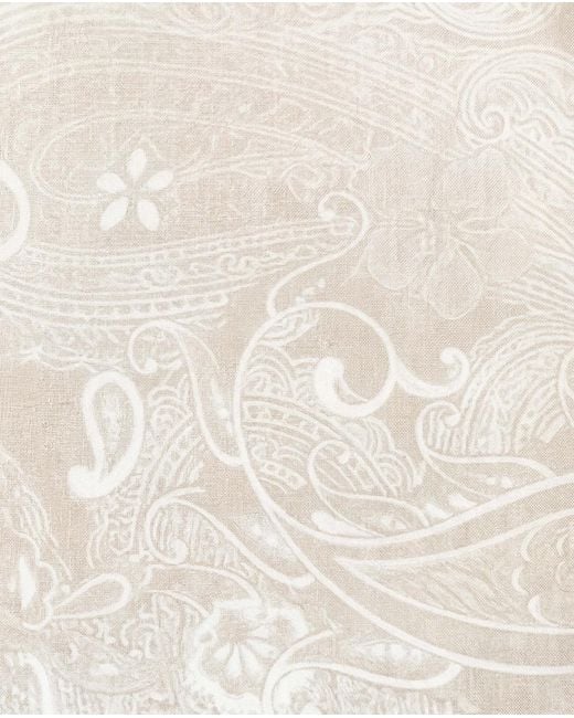 Lords of Harlech Gray Neutrals Lara Paisley Explosion Ivory Linen Printed Shirt