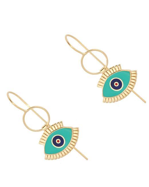 Ebru Jewelry Blue Divine Guardian Evil Eye Enamel Dangle Earrings