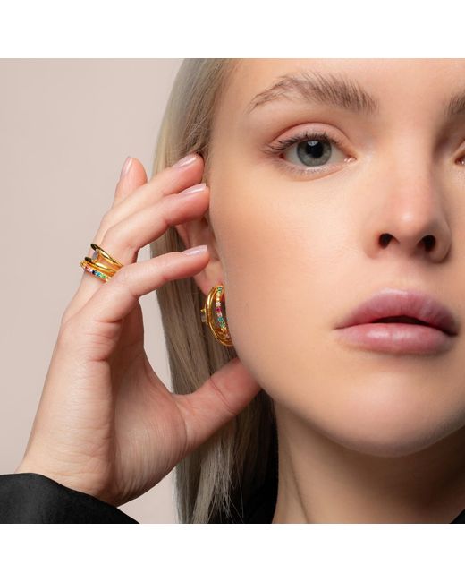 Lavani Jewels Metallic Goldplated Multicolored Idol Ring