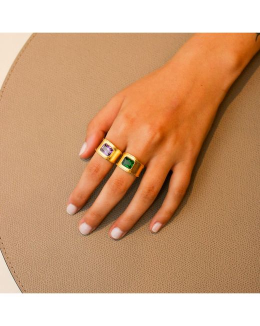 Kybele Studio Yellow Jade Gemstone Signet Ring