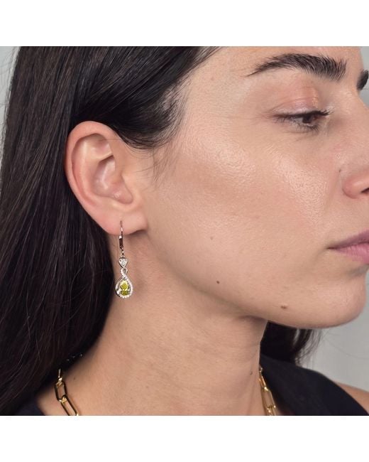Harfi White Peridot August Birthstone Teardrop Dangle Sterling Earrings