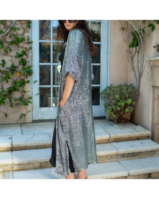 Jennafer Grace Gray Moonstone Noir Sequin Cocoon Jacket