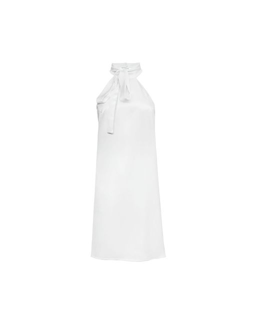Audrey Vallens White Satin Pussy Bow Mini Dress