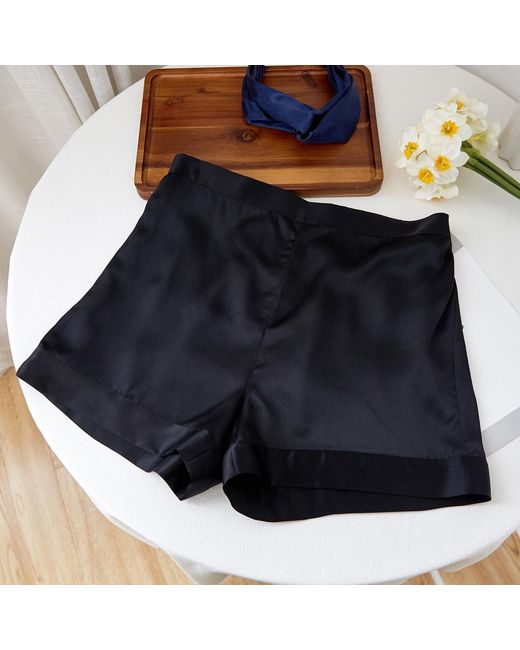 Soft Strokes Silk Blue Pure Mulberry Silk High-Waisted Shorts