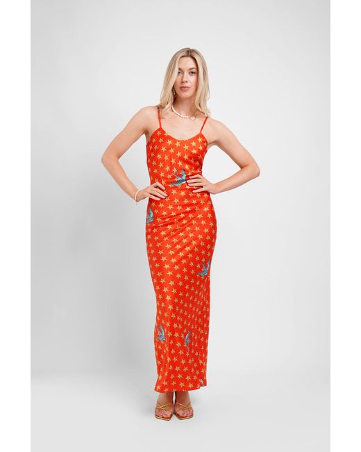 Jessica Russell Flint Red Maxi Slip Dress