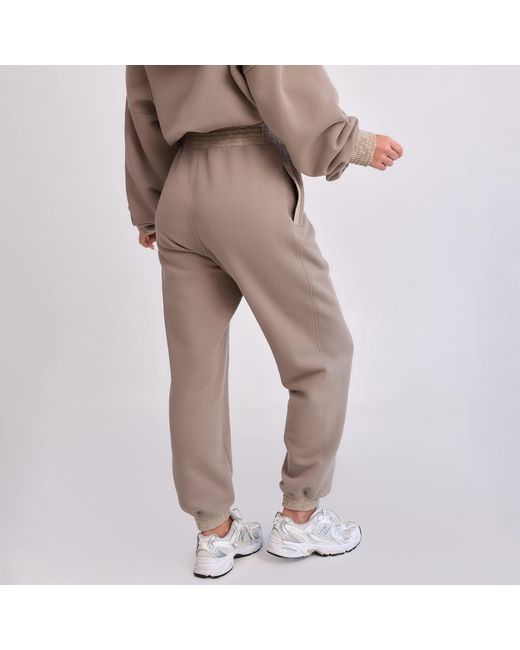 Mandragora Gray Neutrals Cotton Sweatpants With Jacquard Detailing