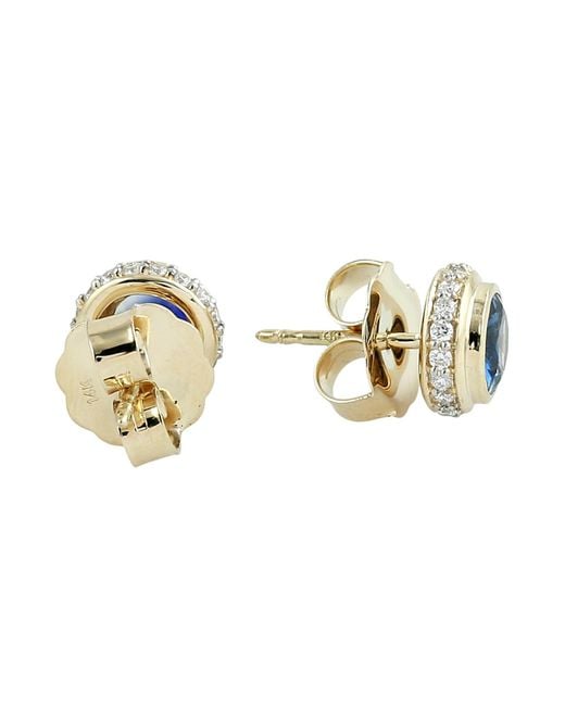 Artisan Metallic Luxury Round Sapphire & Diamond Earrings
