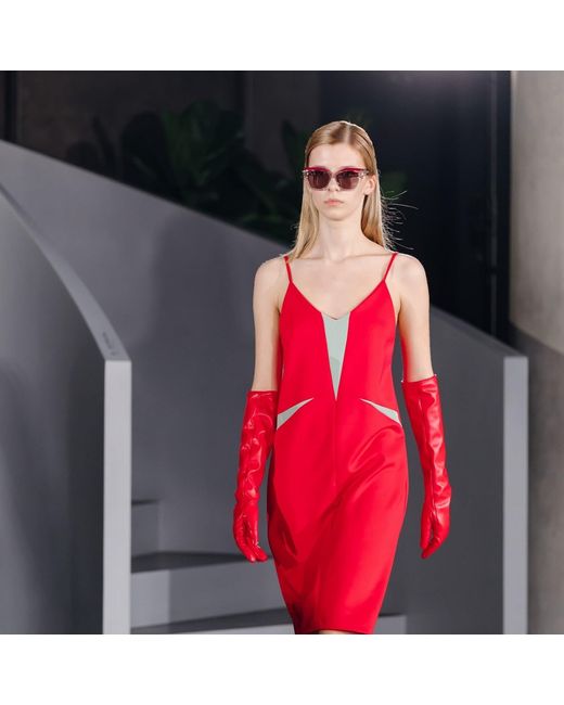 Laura Daili Red Geometric Grace Midi Dress