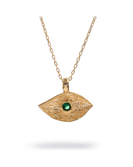 Ebru Jewelry Metallic Cleopatra's Emerald Guardian Eye Necklace