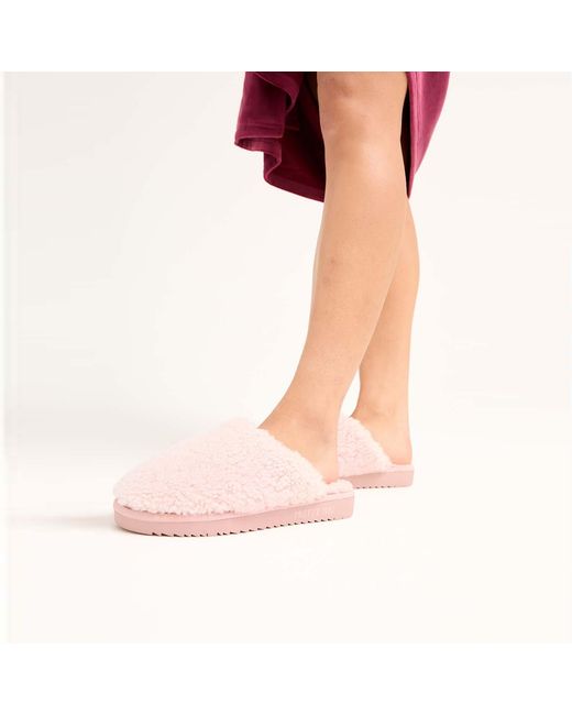 Pretty You London Pink Sheepskin Mule Slipper Jude In Rose