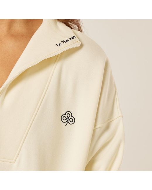 Be Athletica Natural Varsity Athletica Quarter-Zip Sweatshirt