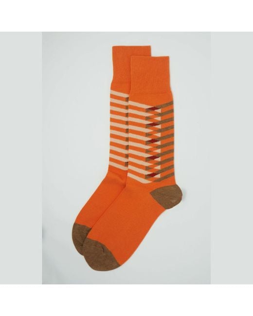 Peper Harow - Made in England Orange Symmetry Organic Socks for men