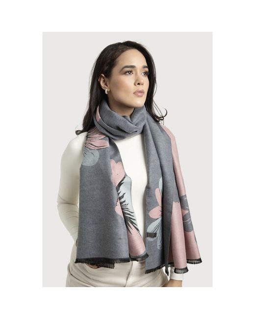 Saachi Gray Reversible Garden Scarf