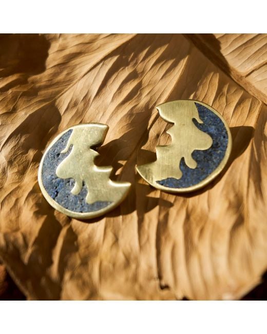Zeworks Metallic Aria Lapis Lazuli Earrings