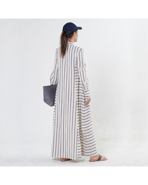Metamorph White Maxi Dress On Stripes