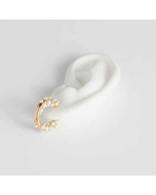 Kasun Metallic Pearl Cluster Hoop Earring Vermeil