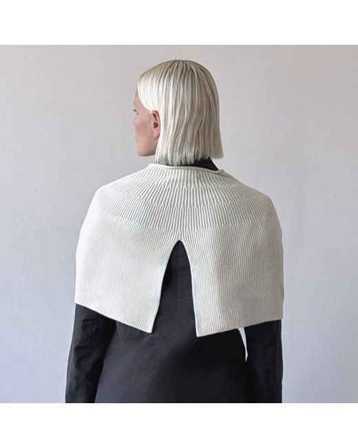 London Atelier Byproduct White Neutrals Cream Mohair Wool Knitted Cape