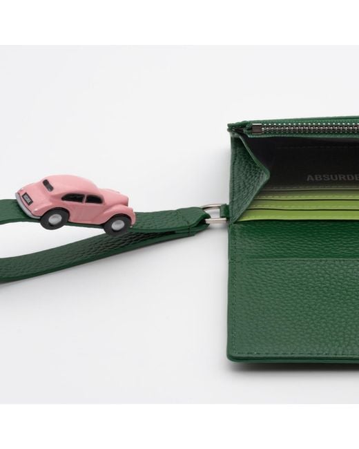 Absurde Green Parking Leather Bifold Wallet