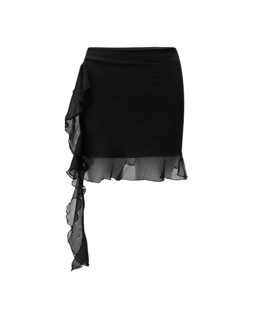 OW Collection Black Harper Asymmetric Mini Skirt