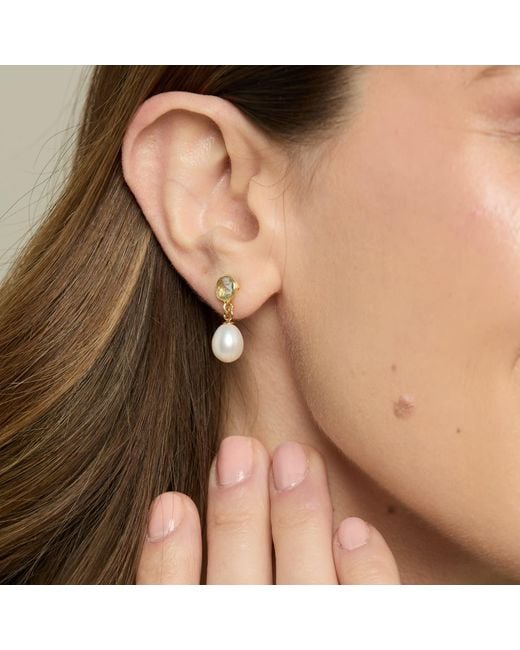 Pearls of the Orient Online Metallic Clara Topaz & Cultured Freshwater Pearls Drop Earrings