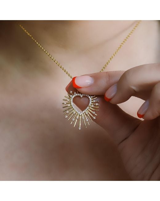 Luna Charles Metallic Cher Starburst Heart Pendant Necklace