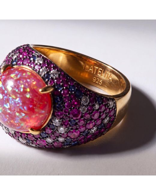 Latelita London Red Esmeralda Opal Cocktail Ring