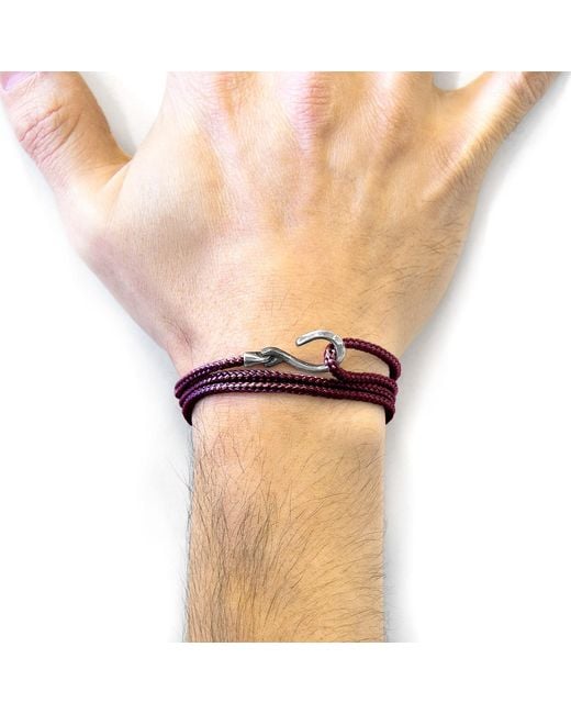 Anchor and Crew Purple Aubergine Heysham & Rope Bracelet for men