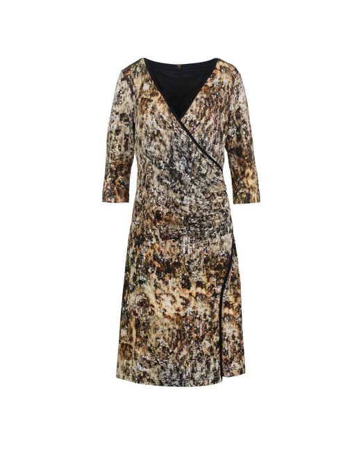 Conquista Natural Print Jersey Faux Wrap Dress