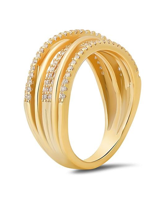 Kylie Harper Metallic Diamond Cz Crossover Statement Ring